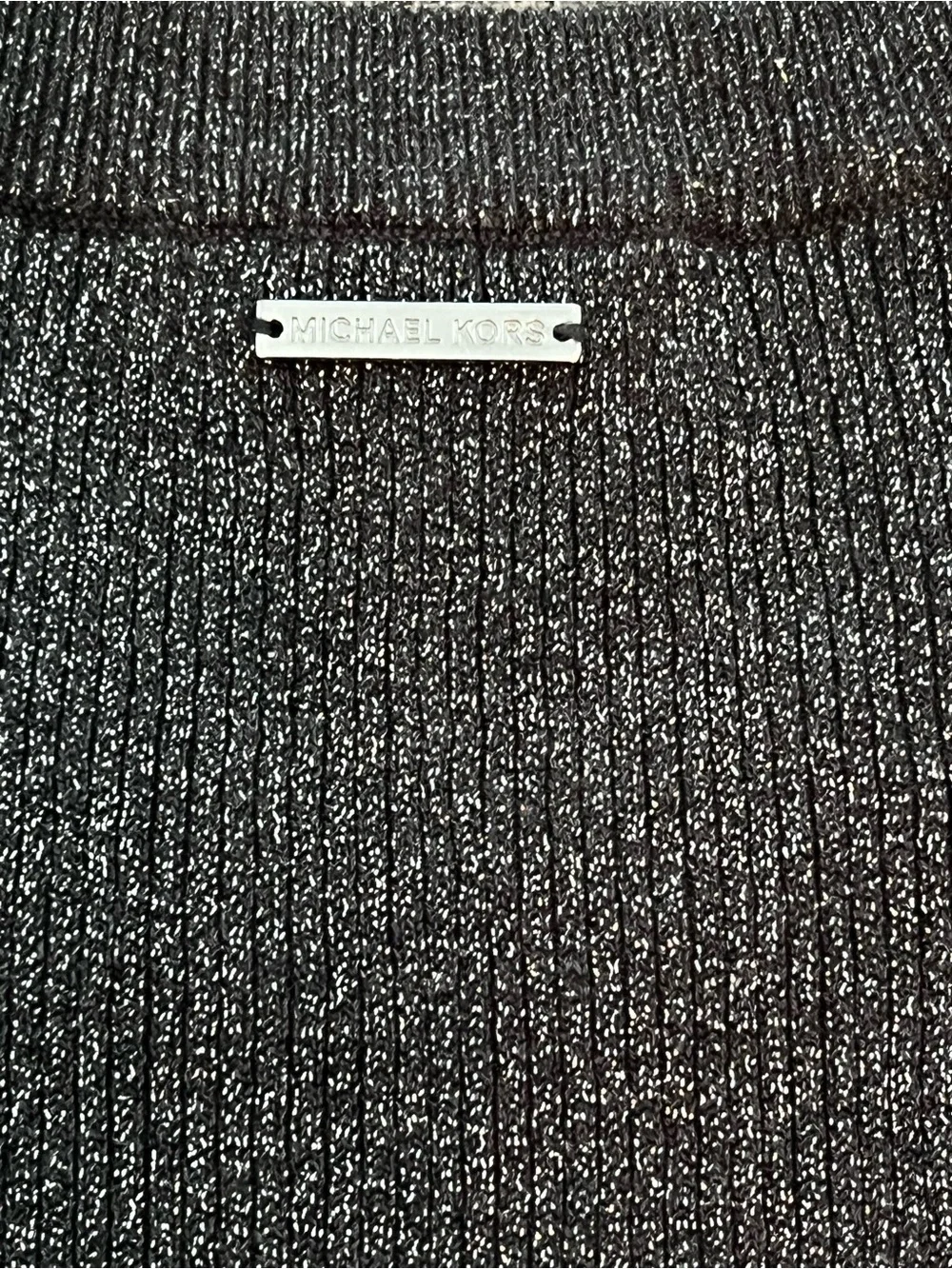 Michael Kors Metallic Knit Sleeveless Sweater Tank XS Black Shimmer